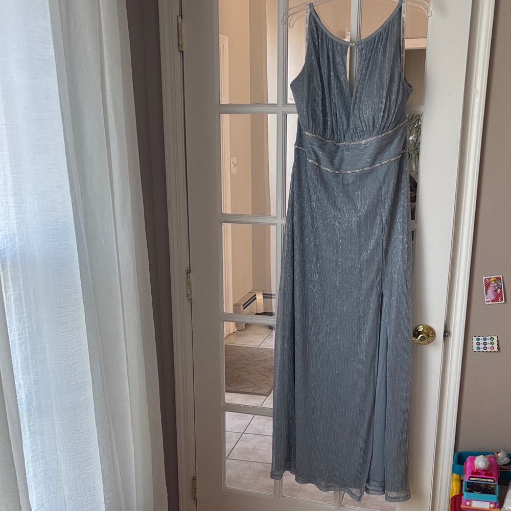 Oleg Cassini Shimmering Gray Maxi Dress